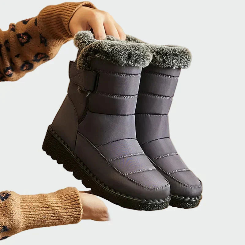 Women’s Navy Winter Boots with Warm Fur Lining and Non-Slip Sole