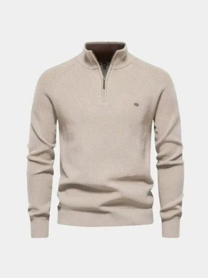 Men’s Embroidered Cotton Quarter-Zip Pullover