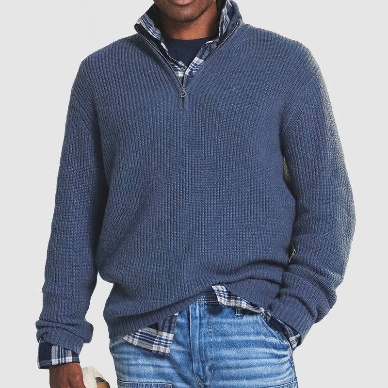 Men’s Ribbed Quarter-Zip Relaxed Knit Sweater