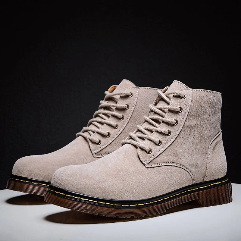 Men’s Genuine Suede Lace-Up Ankle Boots with Lug Sole