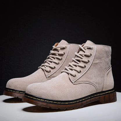 Men’s Genuine Suede Lace-Up Ankle Boots with Lug Sole