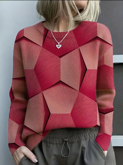 Women’s Geometric Pattern Relaxed Knit Sweater