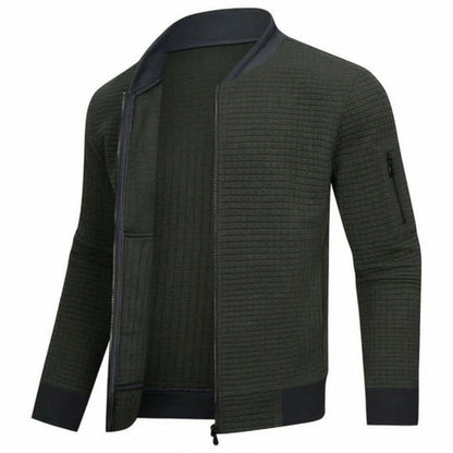 Men’s Monochrome Check Ribbed Bomber Jacket