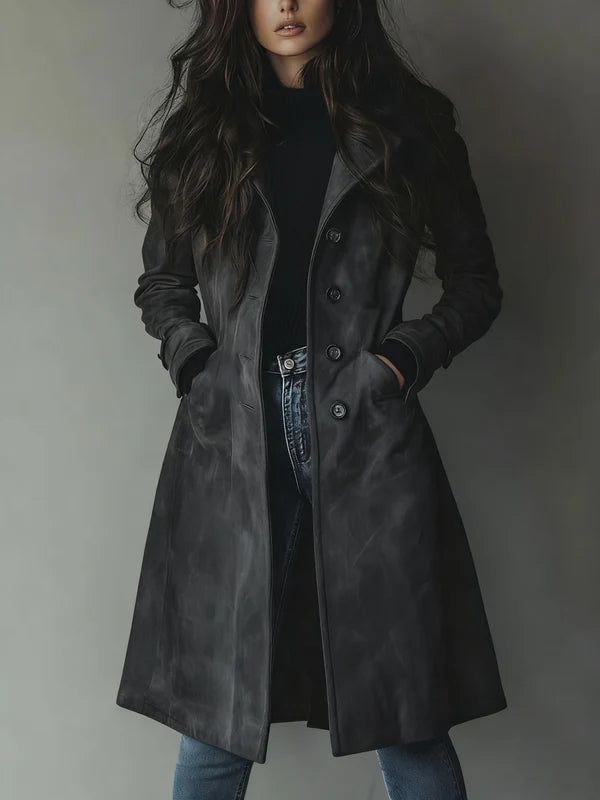 Women’s Longline Double-Breasted Tailored Trench Coat