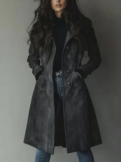 Women’s Longline Double-Breasted Tailored Trench Coat