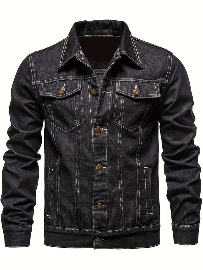 Men’s Stretch Denim Button-Front Jacket