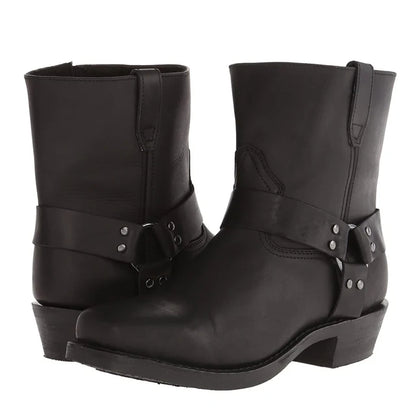 Men’s Rugged Harness Boots with Classic Buckle Strap