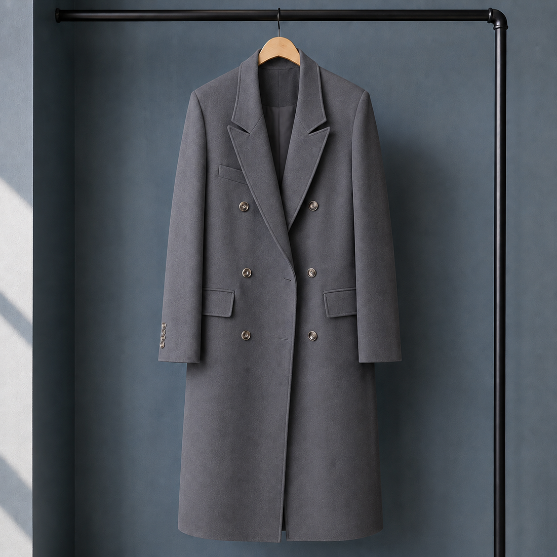 Women’s Relaxed Double-Breasted Longline Blazer with Peak Lapels