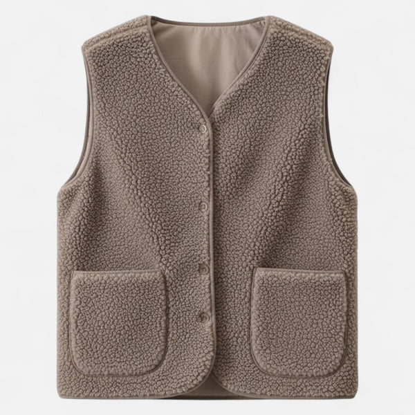 Women’s Plush Cashmere-Blend Sleeveless Button-Front Knit Vest