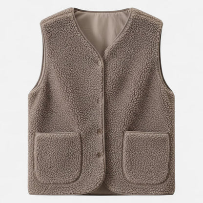 Women’s Plush Cashmere-Blend Sleeveless Button-Front Knit Vest