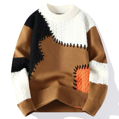 Men’s Colorblock Textured Knit Pullover Sweater