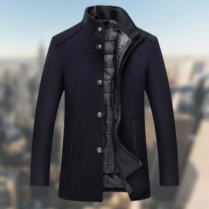 Men’s Structured High-Collar Button-Front Winter Jacket