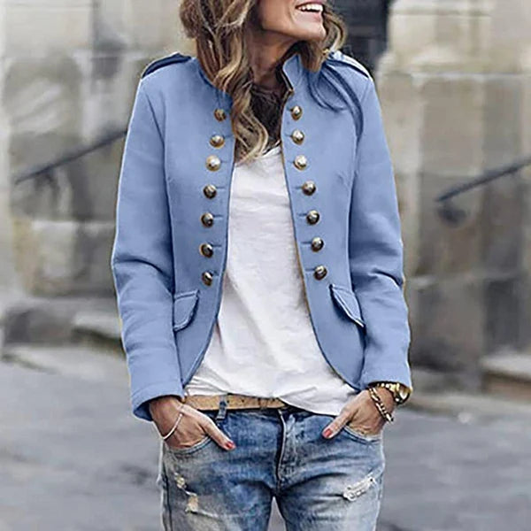 Women’s Structured Short Jacket with Statement Button Front