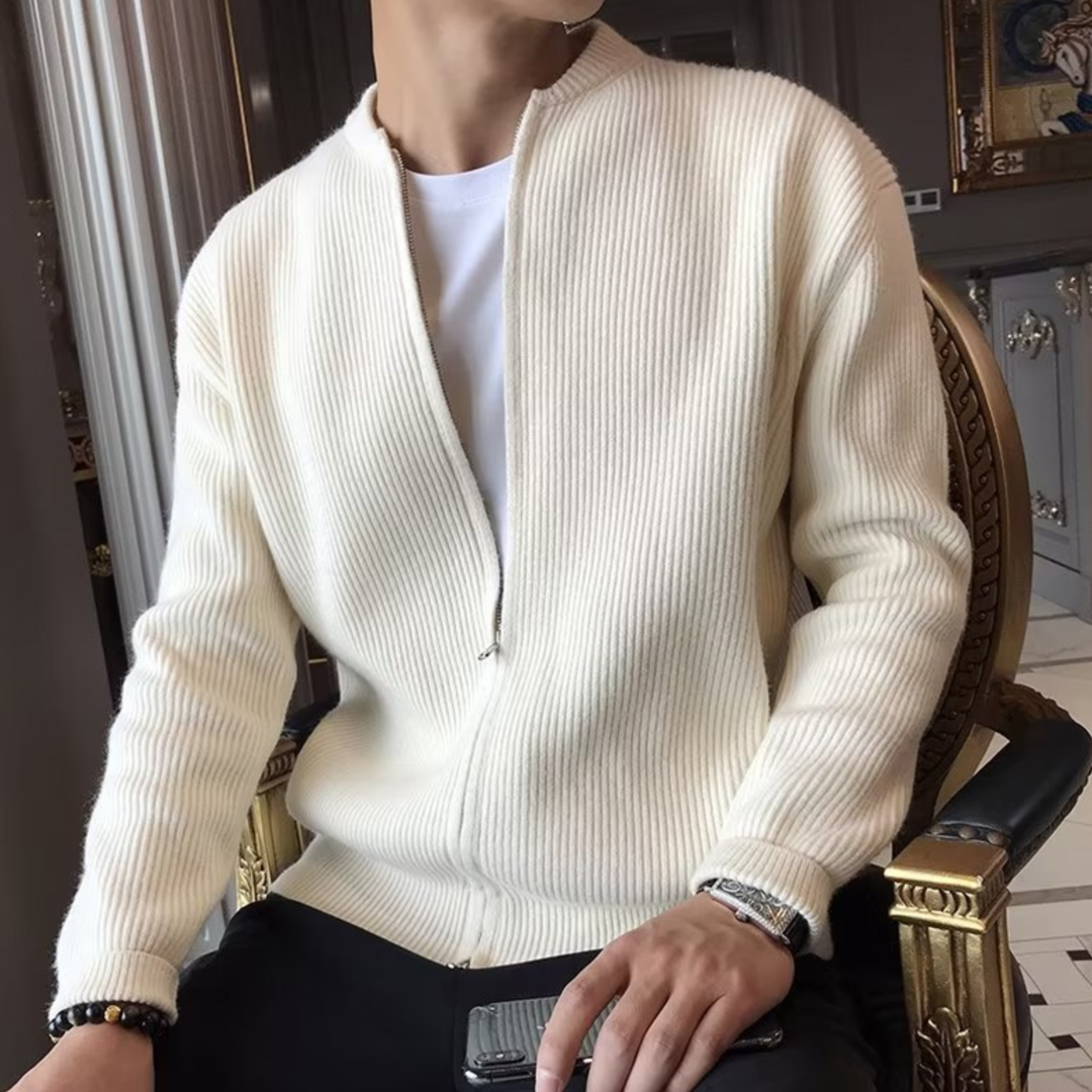Men’s Lightweight Full-Zip Knit Pullover Sweater