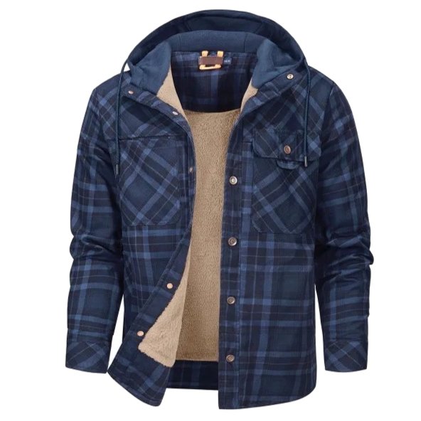 Men’s Printed Fleece-Lined Hooded Shirt Jacket
