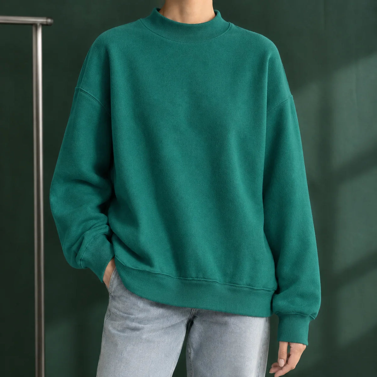 Women’s Relaxed Mock Neck Ribbed Knit Sweater