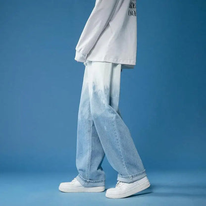 Men’s Tailored Fade-Finish Denim Jeans with Five Pockets
