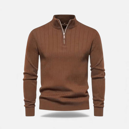 Men’s Minimalist Thermal Knit Zip-Up Sweater