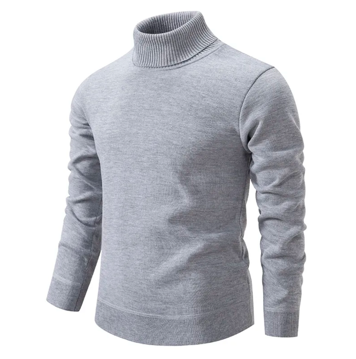 Men’s Ribbed High-Neck Classic Knit Pullover