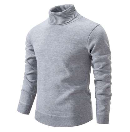 Men’s Ribbed High-Neck Classic Knit Pullover