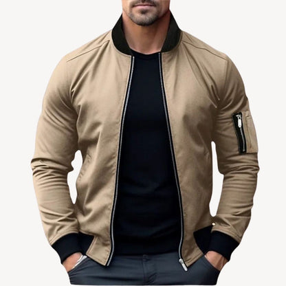 Men’s Contrast Detail Zip-Up Bomber Jacket