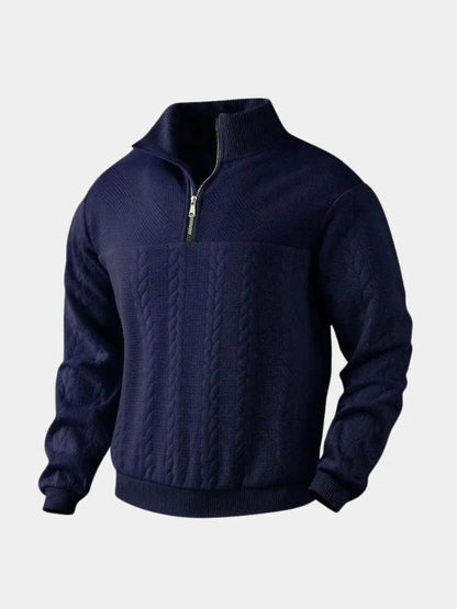 Men’s Embroidered Quarter-Zip Henley Knit Pullover