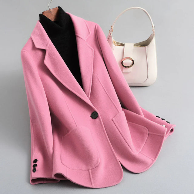Women’s Longline Wool Blend Blazer with Notched Lapels