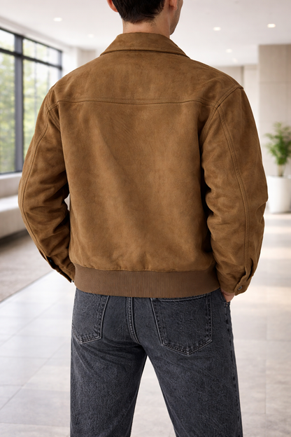 Men’s Modern Suede Leather Zip Jacket
