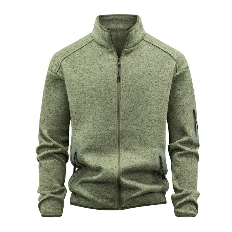 Men’s Heathered Lightweight Stand-Collar Zip Jacket