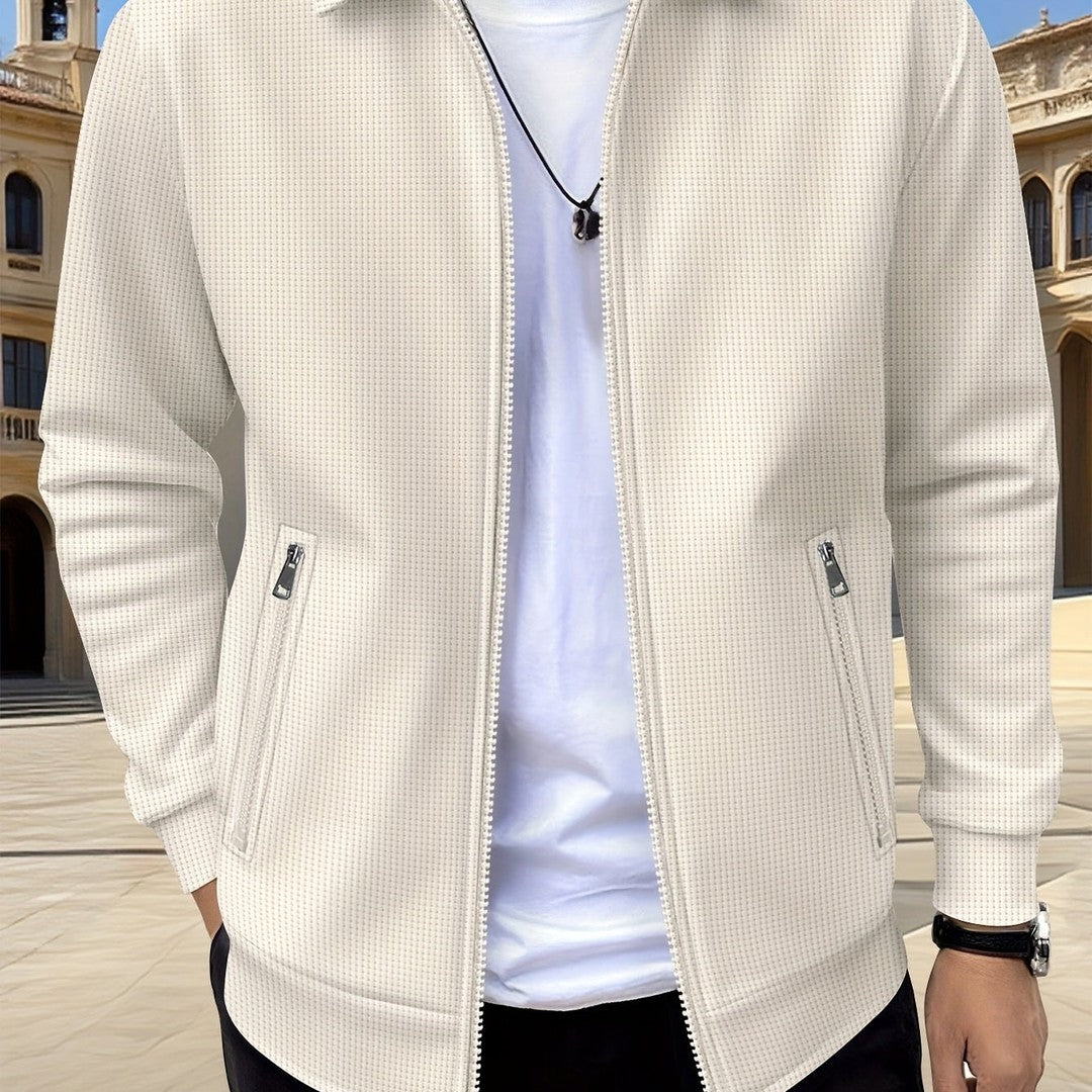 Men’s Textured Casual Full-Zip Everyday Jacket