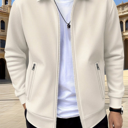 Men’s Textured Casual Full-Zip Everyday Jacket