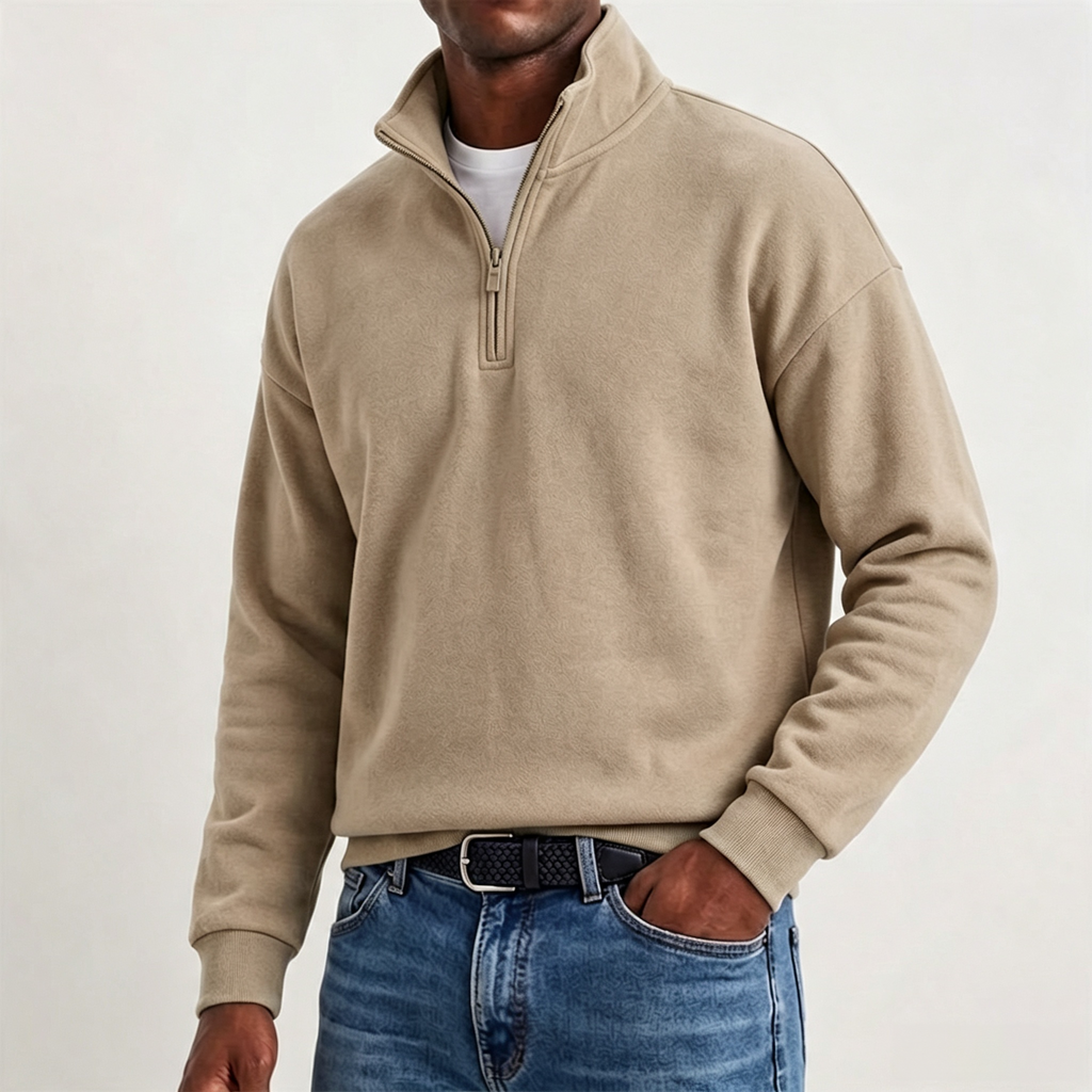 Men’s Cotton-Cashmere Relaxed Quarter-Zip Sweatshirt