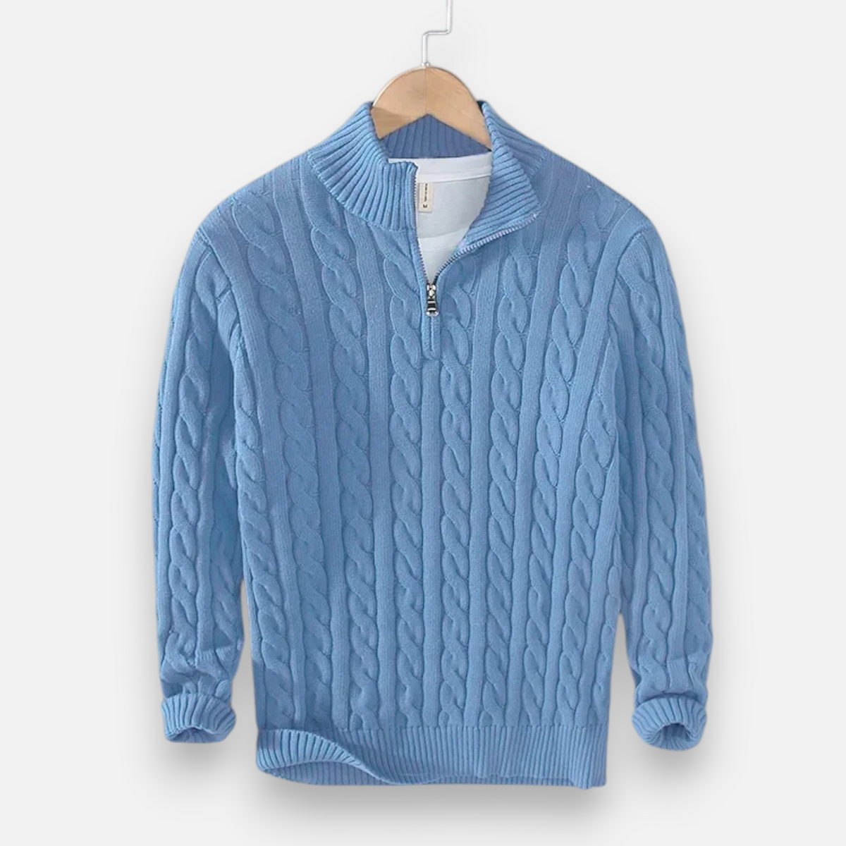 Men’s Ribbed Turtleneck Half-Zip Knit Sweater