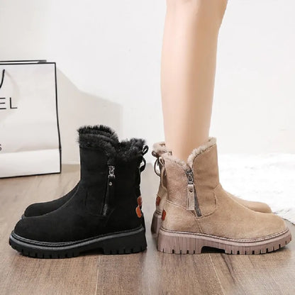 Women’s Faux-Fur Lined Winter Slip-On Boots with Supportive Sole