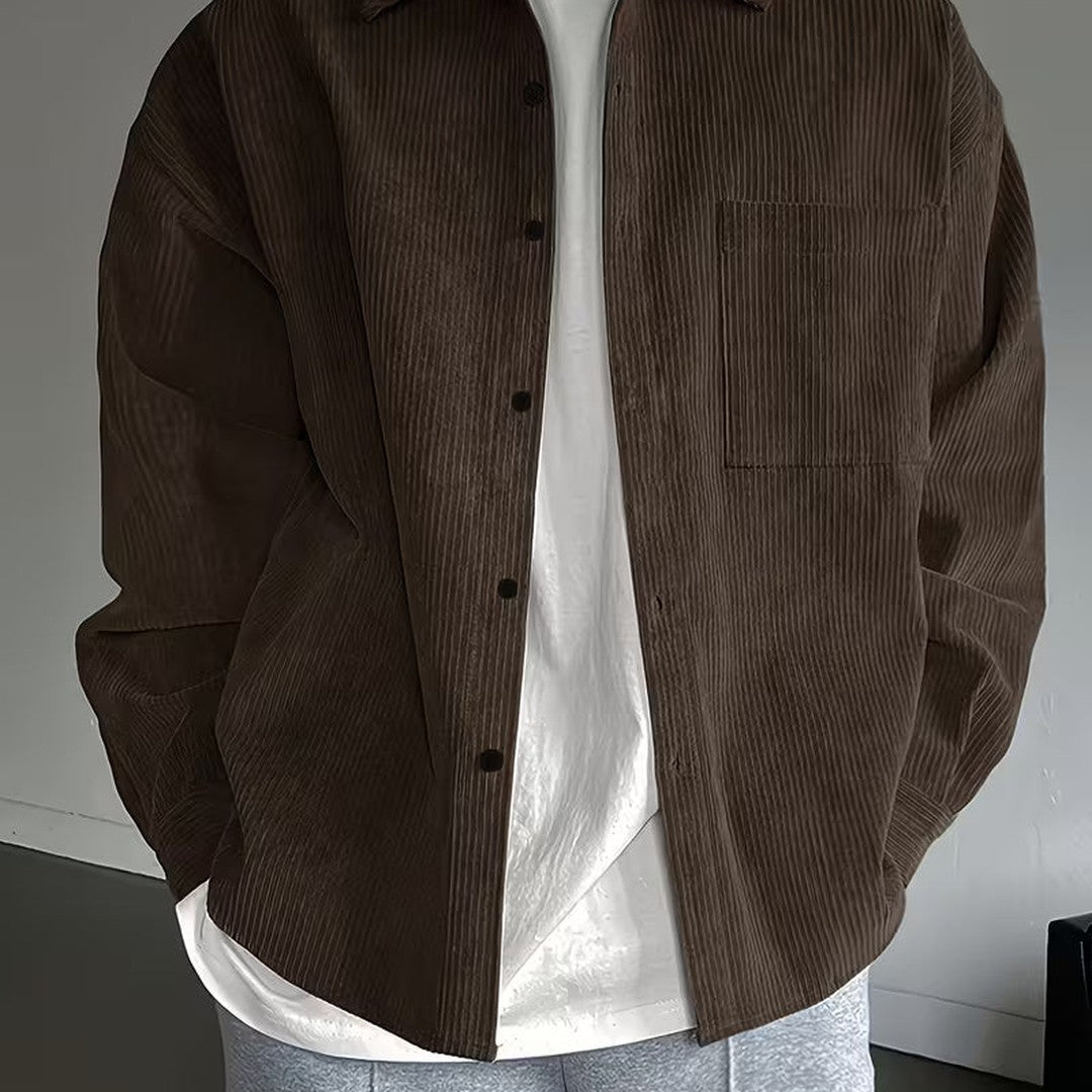 Men’s Classic Corduroy Button-Front Overshirt Jacket