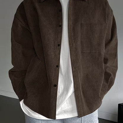 Men’s Classic Corduroy Button-Front Overshirt Jacket