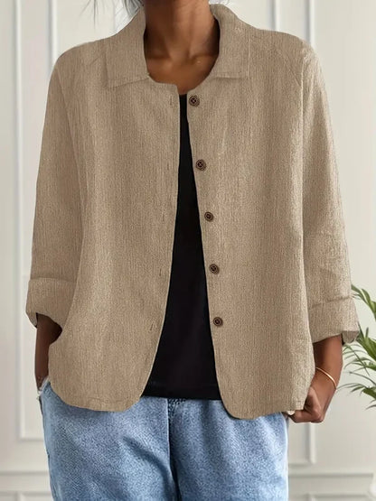 Women’s Relaxed Collared Button-Front Layering Cardigan