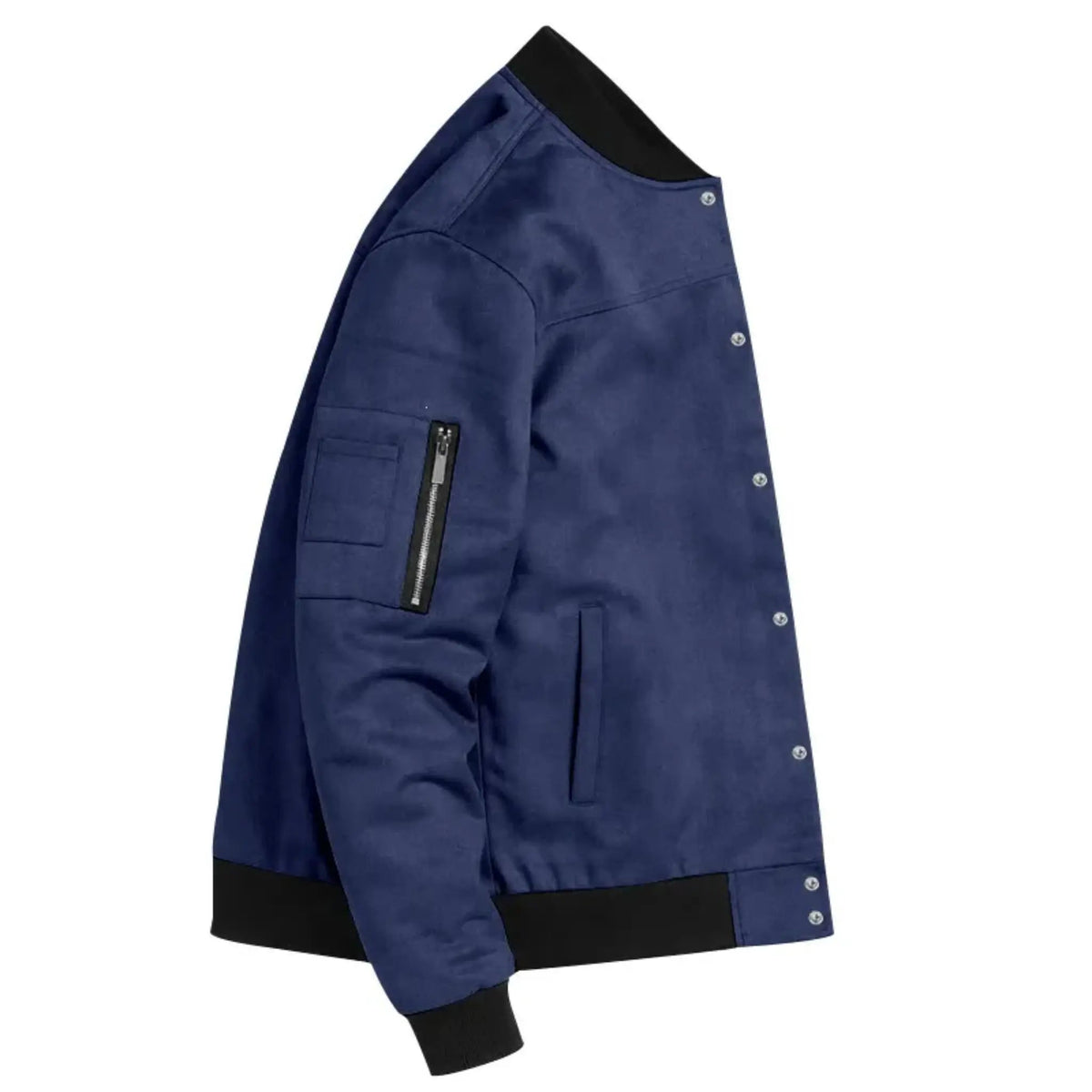 Men’s Suede-Texture Stand Collar Button-Up Jacket