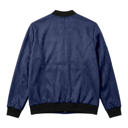 Men’s Suede-Texture Stand Collar Button-Up Jacket