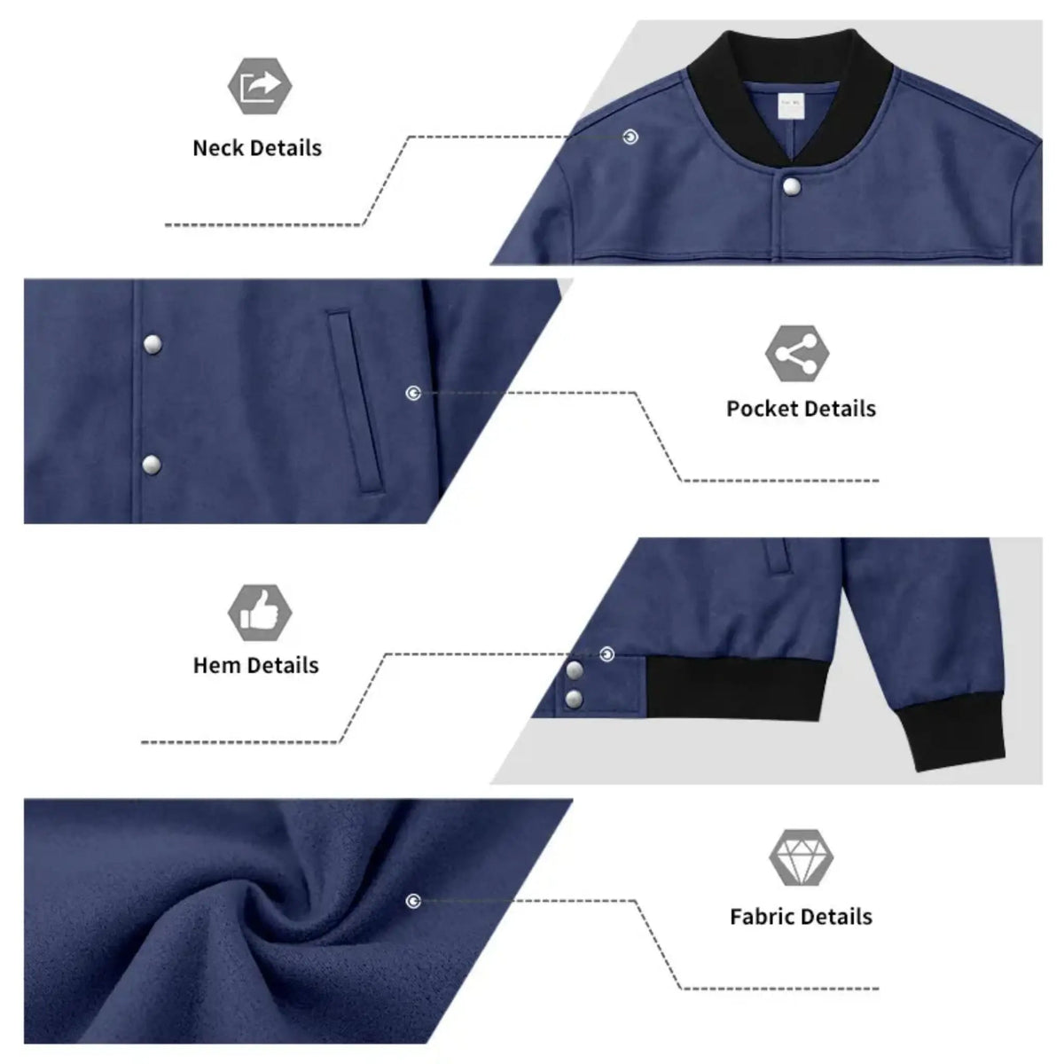 Men’s Suede-Texture Stand Collar Button-Up Jacket