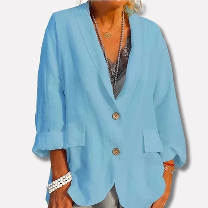 Women’s Relaxed Lightweight Blazer with Three-Quarter Sleeves