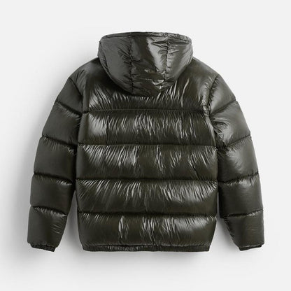 Men’s Lightweight Hooded Puffer Jacket with High Collar