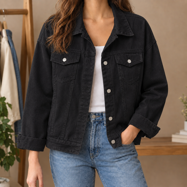 Relaxed Cotton-Denim Utility Jacket with Four Pockets