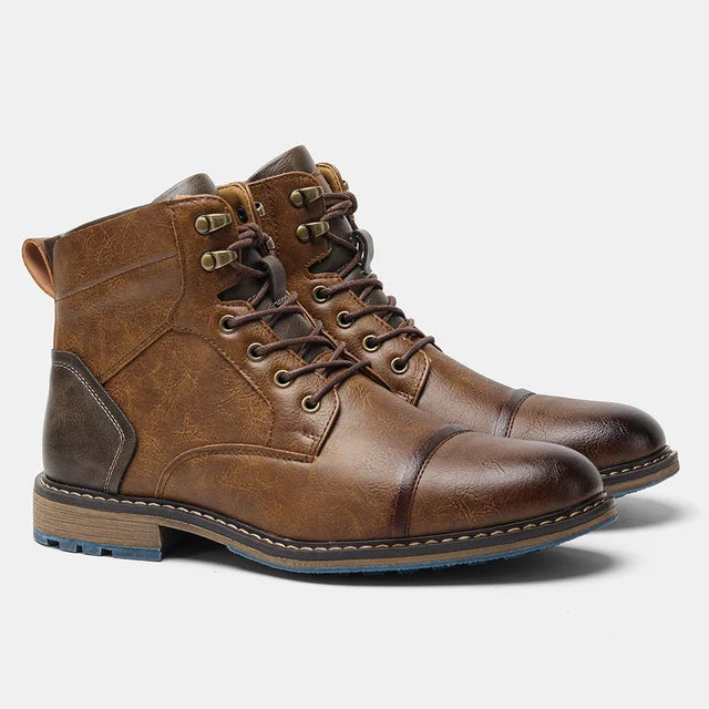 Men’s Leather-Style High-Top Boots with Ankle Support