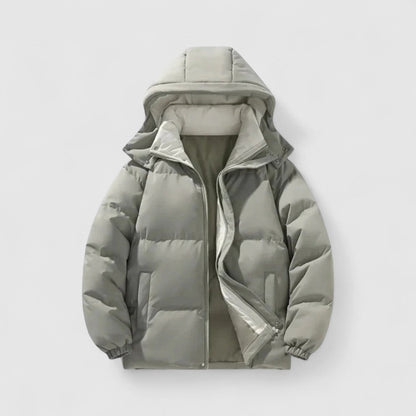 Men’s Quilted Hooded Puffer Jacket with Full-Zip Closure