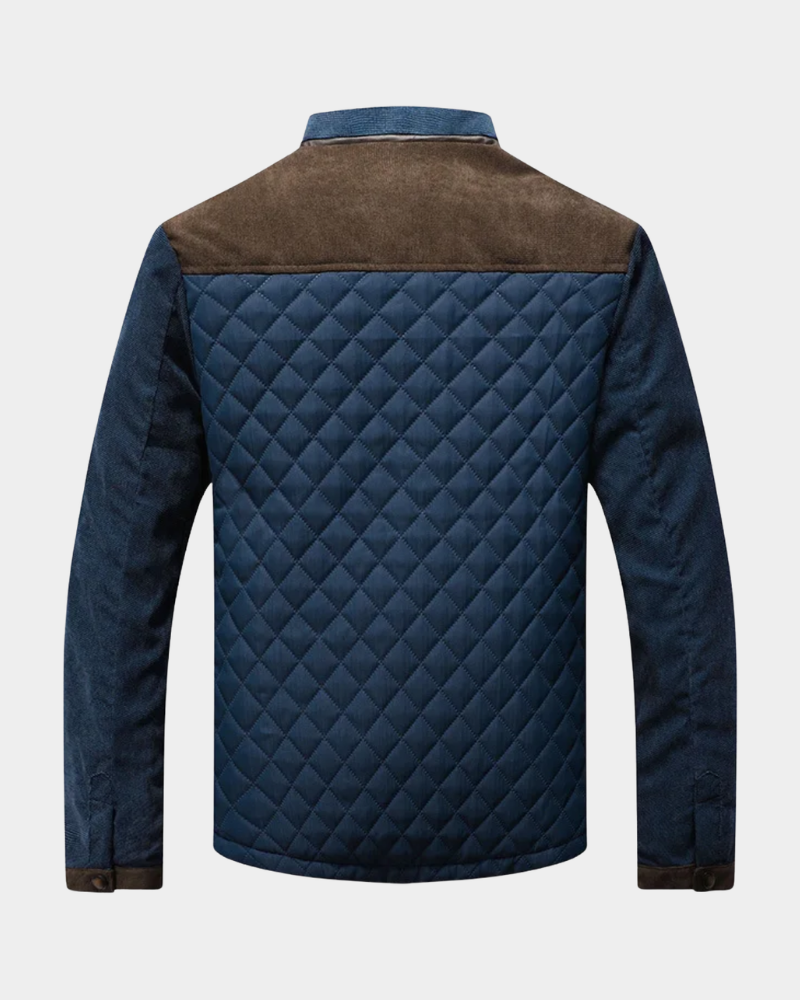 Men’s Diamond-Quilted Contrast-Panel Bomber Jacket