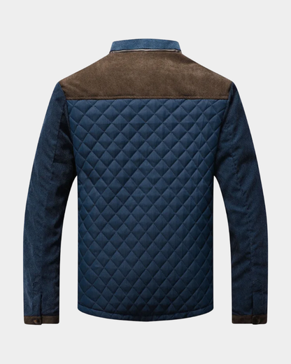 Men’s Diamond-Quilted Contrast-Panel Bomber Jacket