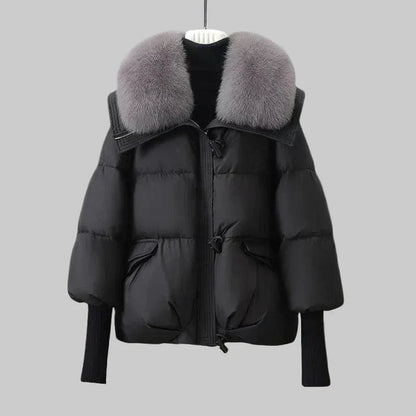 Women’s Padded Winter Jacket with Wide Faux Fur Collar