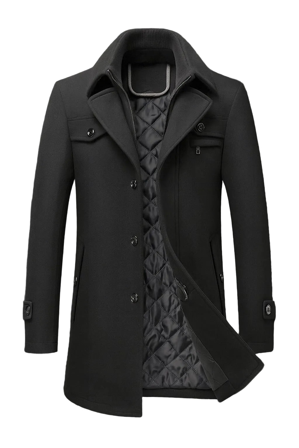 Men’s Textured Collar Warm-Lined Winter Coat