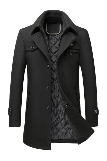 Men’s Textured Collar Warm-Lined Winter Coat